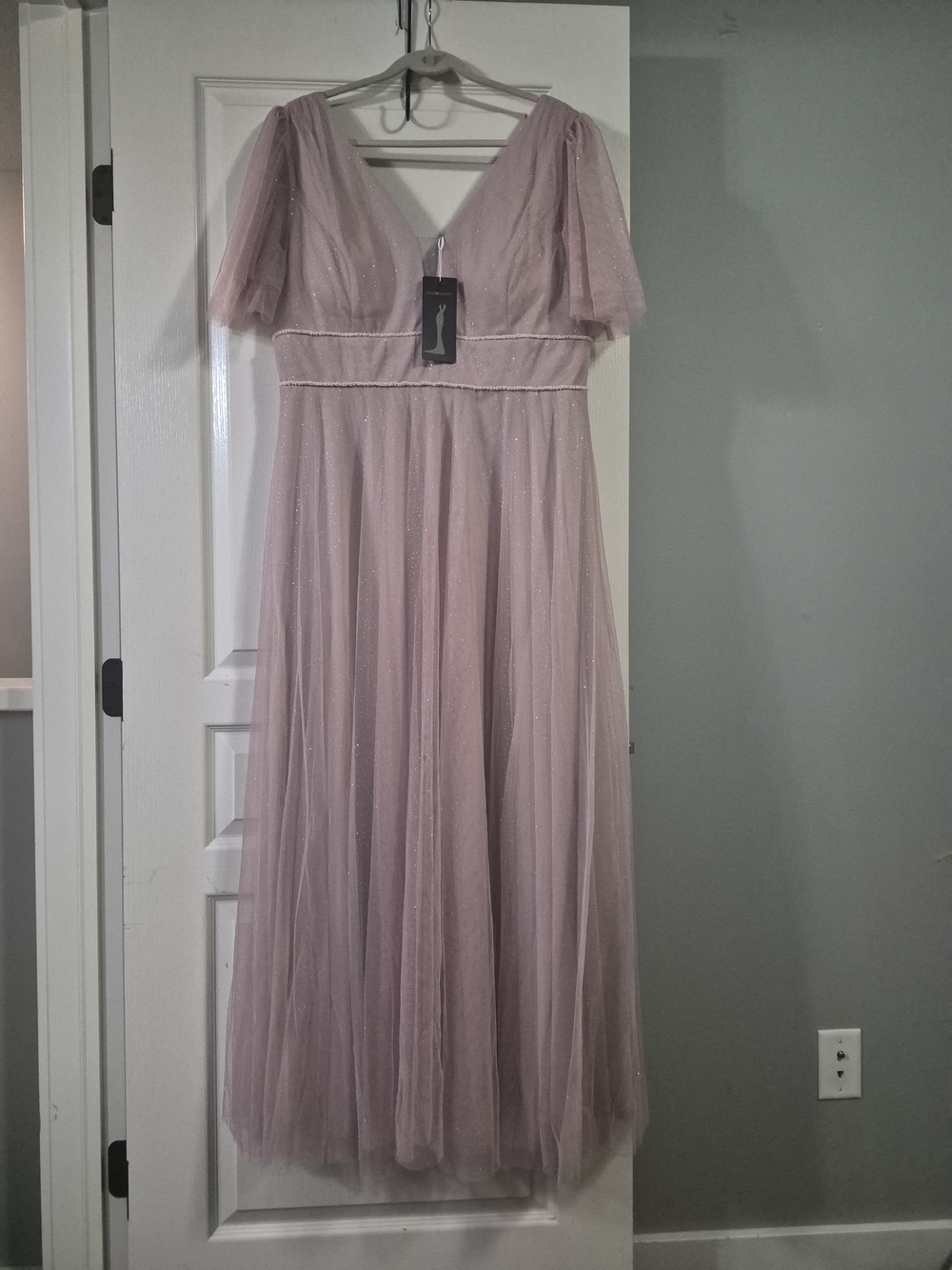 SHEIN Dusty Lavender Sparkle Tulle Maxi Dress